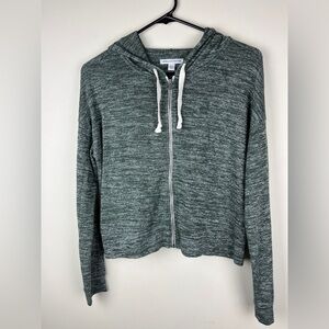 American Eagle Outfitters Green Marled Zip Hoodie